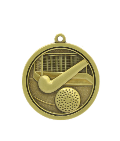  Hockey - Gold Relief <BR> Medal 4.5cm Dia