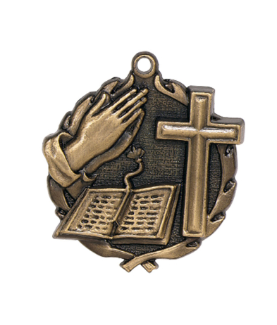 32214G Bible Cross - Gold Medal 4.5cm Dia