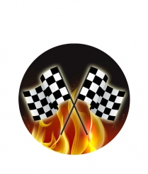 FLAG205 Crossed Flags - Dome 50mm