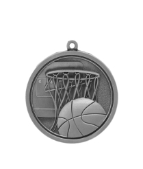 M014S Basketball - Silver Relief <Br>Medal 4.5cm Dia