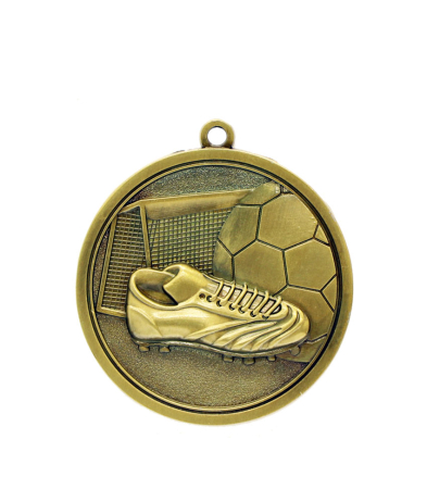 M017G Soccer - Gold Relief <Br>Medal 4.5cm Dia