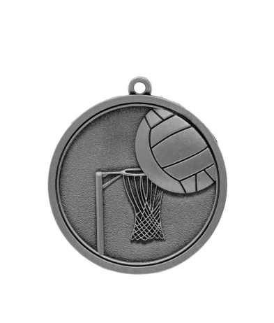 M018S Netball - Silver Relief <Br>Medal 4.5cm Dia