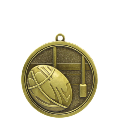M019G Rugby - Gold Relief <Br>Medal 4.5cm Dia