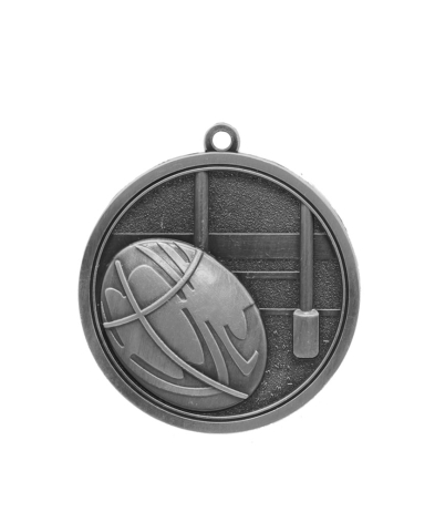 M019S Rugby - Silver Relief <Br>Medal 4.5cm Dia
