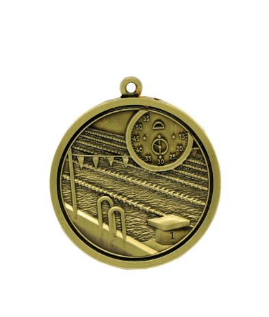 M022G Swimming - Gold Relief <Br>Medal 4.5cm Dia