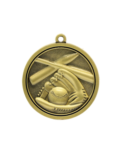 M023G Softball - Gold Relief <Br>Medal 4.5cm Dia