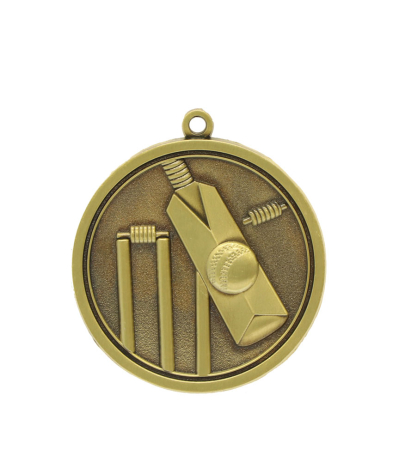 M025G Cricket - Gold Relief <Br>Medal 4.5cm Dia