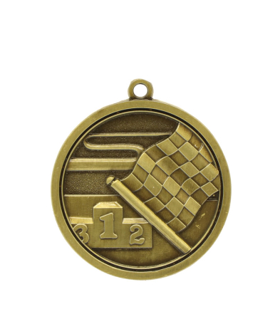 M026G Flag - Gold Relief <Br>Medal 4.5cm Dia