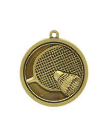 M027G Badminton - Gold Relief <Br>Medal 4.5cm Dia