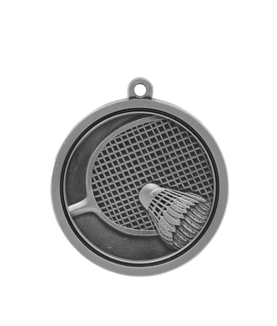 M027S Badminton - Silver Relief <Br>Medal 4.5cm Dia