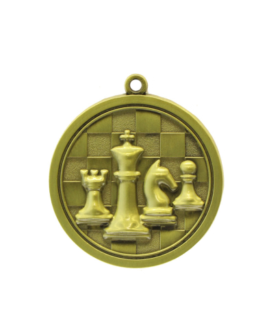 M036G Chess - Gold Relief <Br>Medal 4.5cm Dia