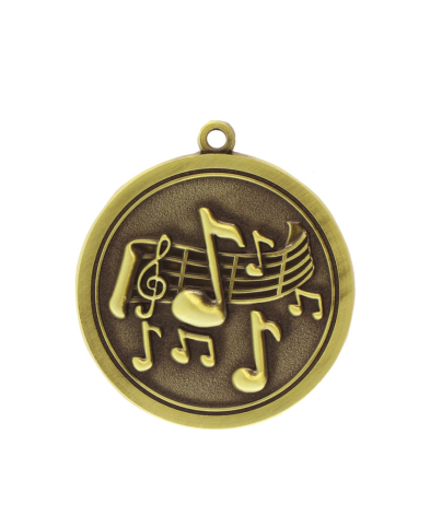M037G Music - Gold Relief <Br>Medal 4.5cm Dia