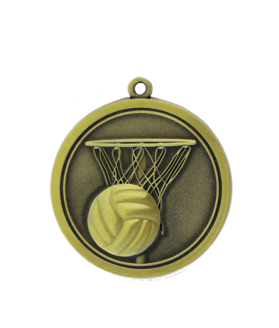 M039G Netball - Gold Relief <Br>Medal 4.5cm Dia