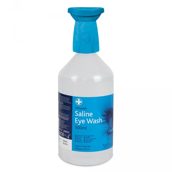 2990 Reliwash 500ml Saline Eye Wash with Eyebath