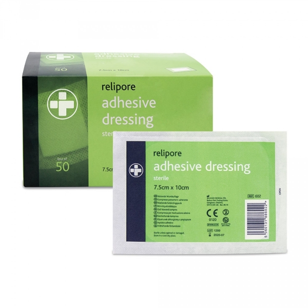 602 Relipore Adhesive Dressing Pads 7.5cm x 10cm Box of 50