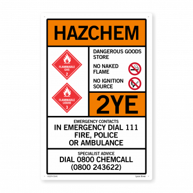  Hazchem General Storage Sign 1-3 Classes PVC