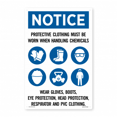  Protective Clothing Must Be Worn When Handling Chemicals PVC