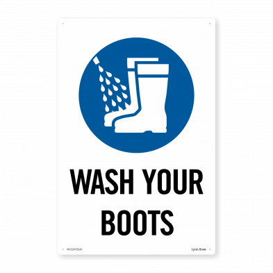 wash your boots sign
