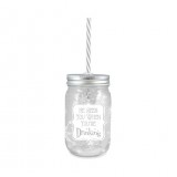 LMBG1140 **HE SEES YOU MASON JAR WITH STRAW