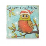 LMCH020 **LED OWL CHRISTMAS HANGING CANVAS 24CM