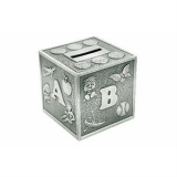 LMNB118 PEWTER PLATE ABC MONEY BANK 10CM