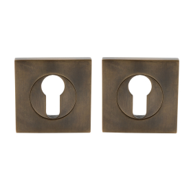 57mm Square Euro Escutcheon (Pair) - Brass