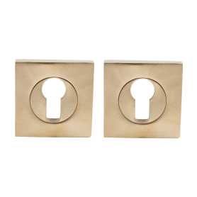 57mm Square Euro Escutcheon (Pair) - Brass