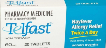 TELFAST HAYFEVER TABLETS 60MG                 BOX/20