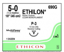 SUTURE EHTILON NYLON 5/0 13MM (690G) BOX/12