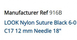 SUTURE NYLON NYLUS 6/0 12MM (L916B)    BOX/12