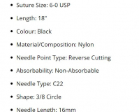 SUTURE NYLON NYLUS 6/0 16MM (L915B)    BOX/12