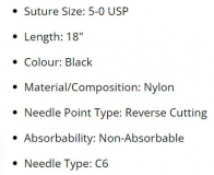 SUTURE NYLON NYLUS 5/0 19MM (L918B)    BOX/12