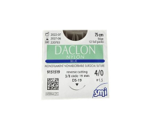 SUTURE NYLON DACLON 4/0 19MM (SM9151519) BX/12