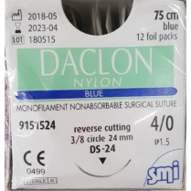 SUTURE NYLON DACLON 4/0 24MM (SM19151524)  BX/12