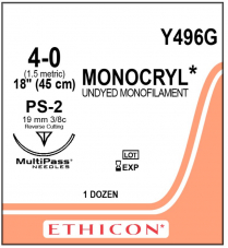 SUTURE MONOCRYL 4/0 19MM (Y496G)    BOX/12