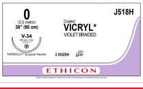 SUTURE VICRYL CTD 0 36MM (J518H)        BOX/36