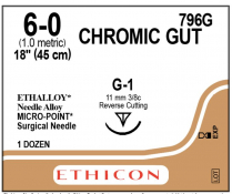 SUTURE CHROMIC GUT 6/0  (796G) BOX/12