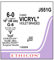 SUTURE VICRYL CTD 6/0 (J551G)                BOX/12