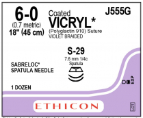 SUTURE VICRYL 6/0 2XS-29 45CM (J555G)    BOX/12