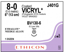 SUTURE VICRYL 8/0 6.5MM (J401G)          BOX/12