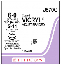 SUTURE VICRYL CTD 6/0 2XS-14 (J570G)    BOX/12