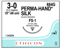 SUTURE SILK ETHICON 3/0 24MM (684G)  BOX/12