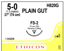 SUTURE PLAIN GUT 5/0 70CM (H820G)       BOX/12