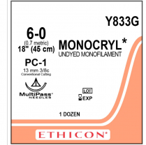SUTURE MONOCRYL 6/0 (Y833G)        BOX/12