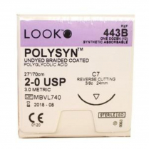 SUTURE POLYSYN 24MM 70CM 2/0 (443B) BOX/12