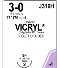 SUTURE CTD VICRYL PLUS 3/0 26MM (VCP316H)        BOX/36