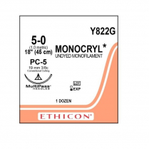 SUTURE MONOCRYL 5/0 19MM (Y822G)  BX/12