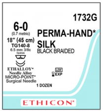 SUTURE SILK ETHICON 6/0 30CM (1732G)   BOX/12