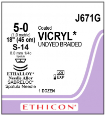 SUTURE VICRYL UNDYED 5/0 (J671G)           BOX/12