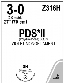 SUTURE ETHICON PDS II VIOL 3/0 26MM 70CM (Z316H) BX/36